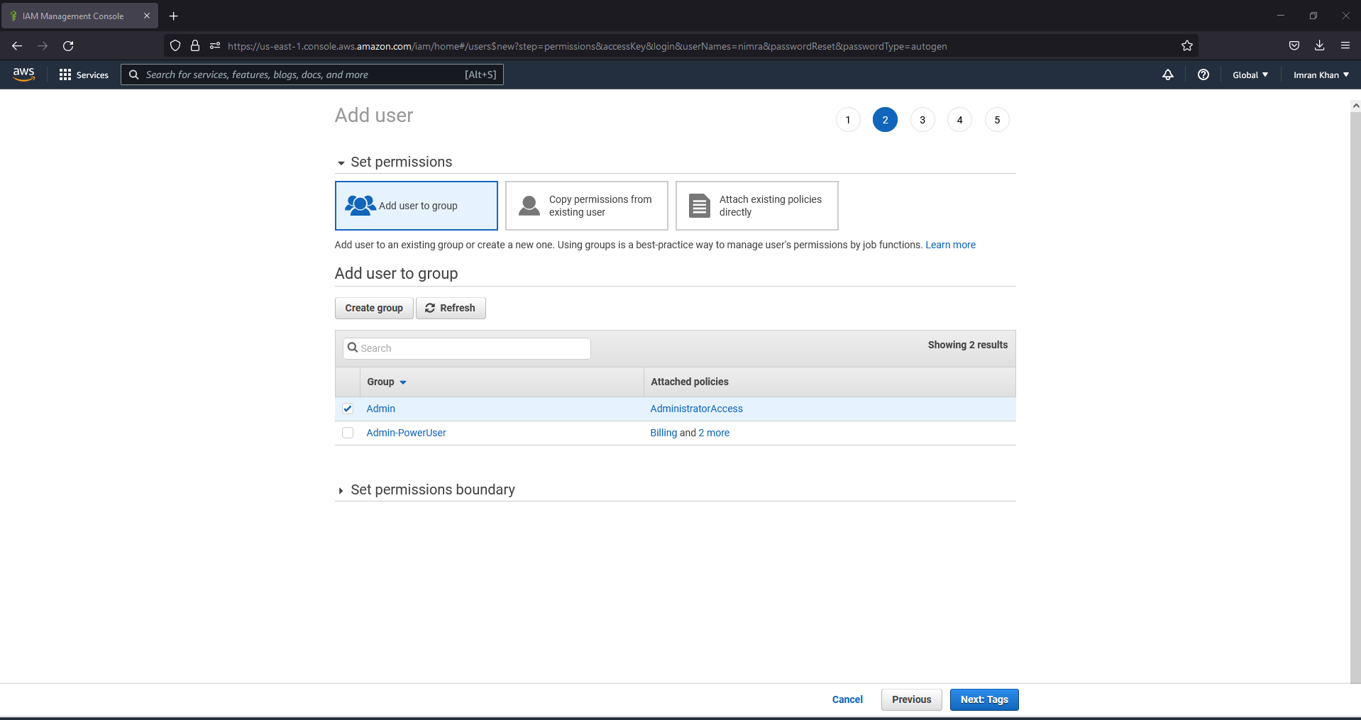 Adding IAM Users to Group