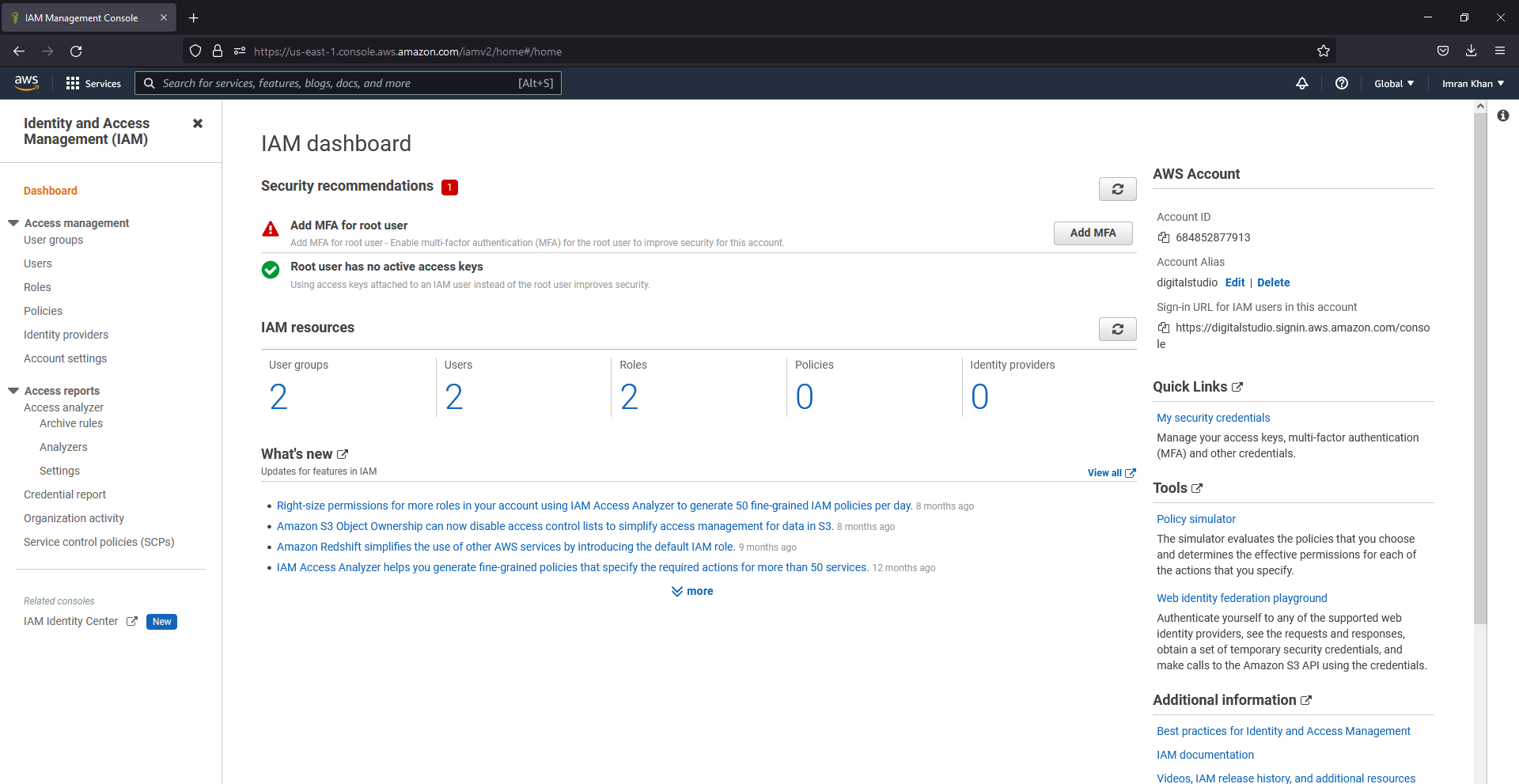 IAM (Identity and Access Management (IAM) Dashboard